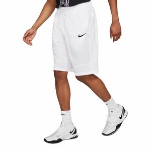 Nike Men's Basketball Shorts Swoosh White Ball Sports Athletic Performance Short